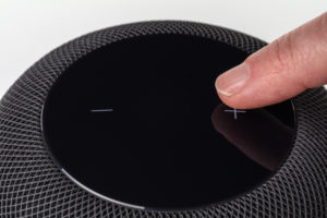 Apple HomePod, detail, finger, operate, touch control, white background, Apple HomePod, detail, finger, operate, touch control, white background,